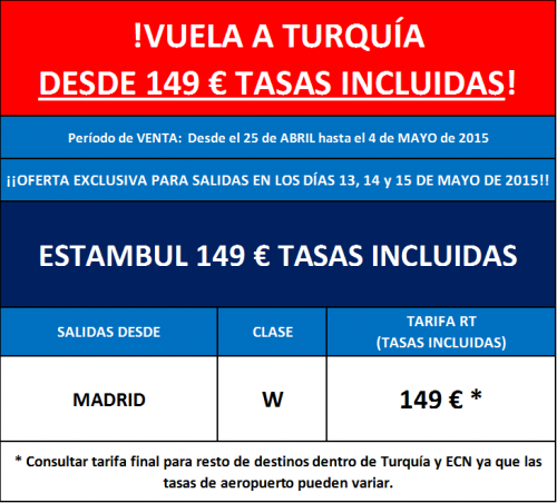 Vuela a Turquía desde 149 euros tasas incluidas!